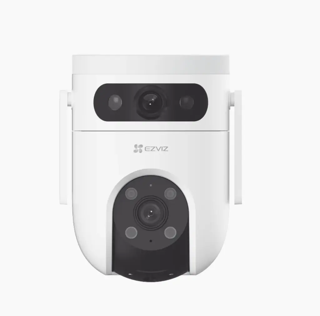 Cámara PT Doble Lente / 10 Megapíxel (5MP+5MP) / IA Detección Humana y Vehículo / Visión Nocturna a Color / Sirena y Luz Estroboscópica / Vista Simultánea de Cámara PT y Cámara Fija / Protección IP65 / Audi