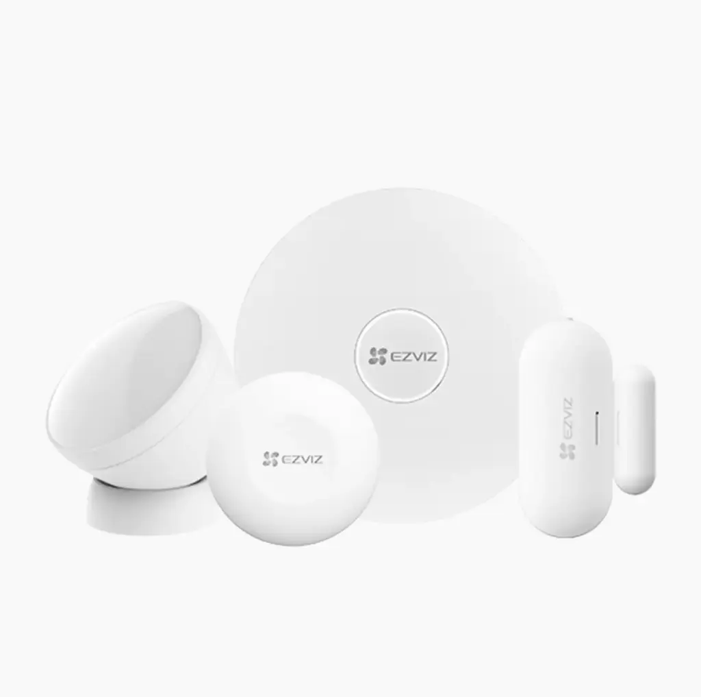 Kit de Alarma Inalámbrico / Incluye: 1 Hub, 1 Sensor PIR, 1 Contacto Magnético y 1 Smart Botón / Configuración y Visualización por App Móvil EZVIZ / Protocolo Zigbee 